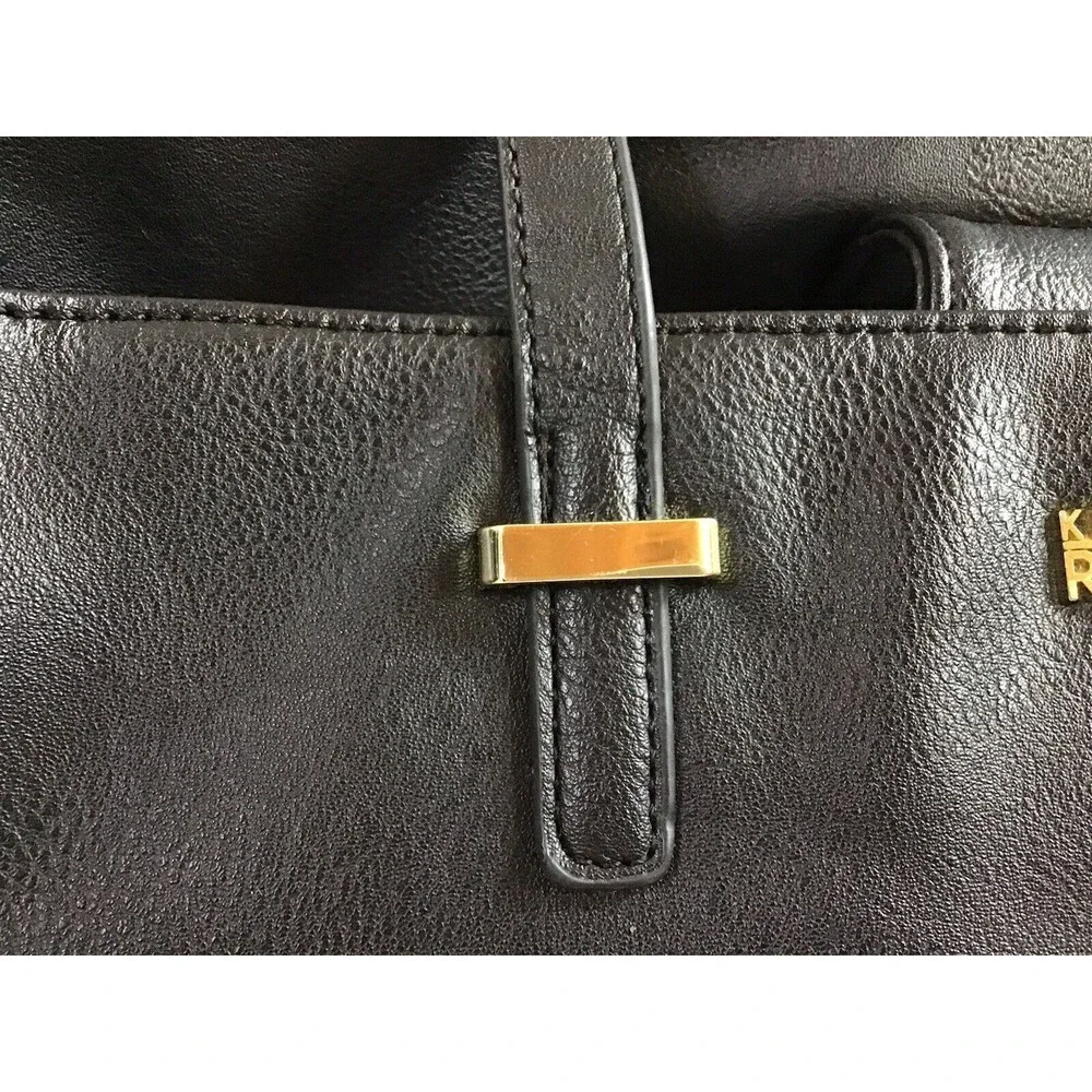 Kenneth Cole Reaction Tote Black Gold Color Block Medium Classic Preppy
